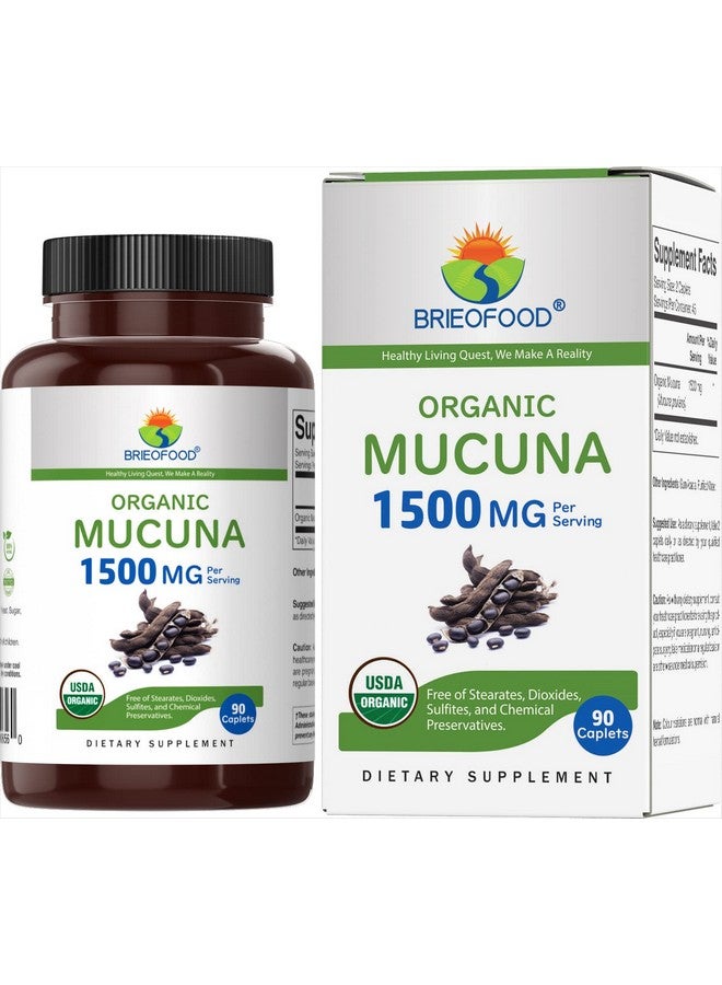 Brieofood Organic Mucuna 1500Mg 45 Servings Vegetarian Gluten Free 90 Vegetarian Tablets - Image 2