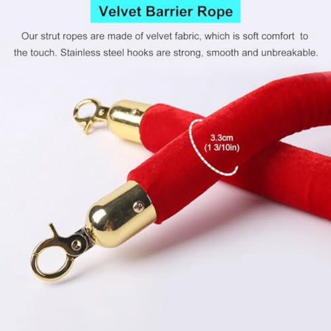 Twisted Rope Safety Barriers for Crowd Control, Ideal for Party Events, Grand Openings, and VIP Lines with Gold Hooks,Black-3.9m/(12.9ft) - Image 4