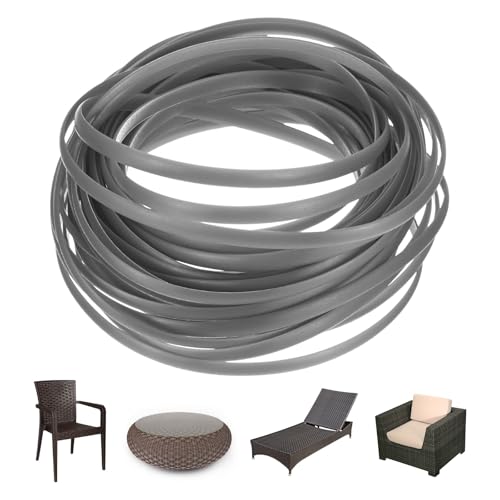 M METERXITY 1Pack Wicker Repair Kit 5mm x 33ft10m Plastic Flat Rattan Replacement Supplies for Patio Furniture RepairBasket MakingChair Weaving Synthetic Woven Rattan Light Gray - Image 1