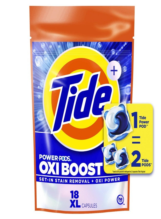 Tide Oxi Boost Power PODS Laundry Detergent Pods, 18 Count, Stain Remover Plus Oxi Power - Image 1