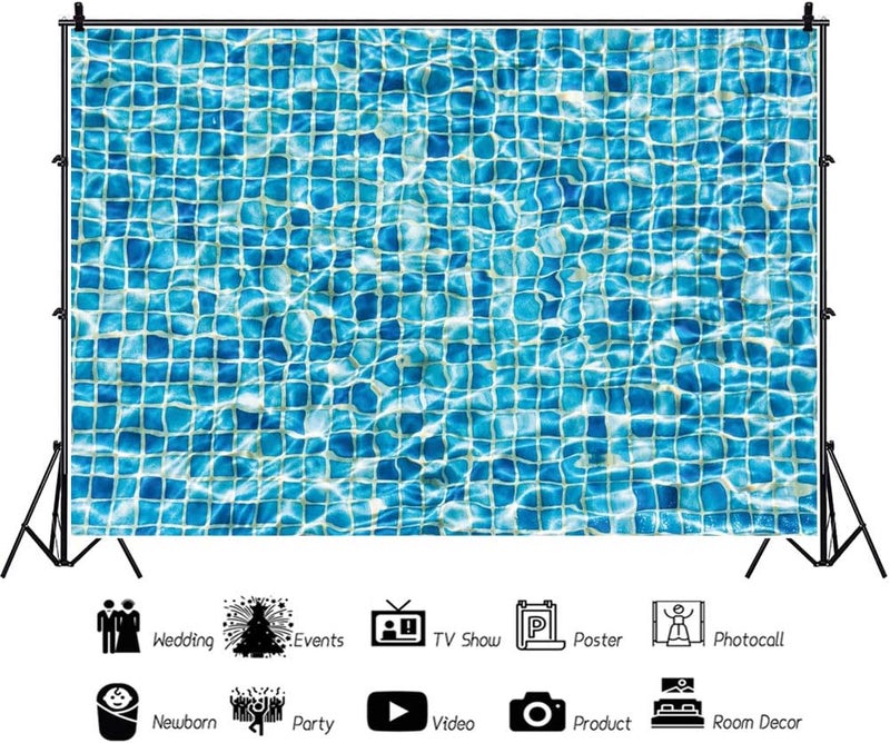 AOFOTO 5x3ft Swimming Pool Blue Ripple Water Backdrop for Photography - Image 3
