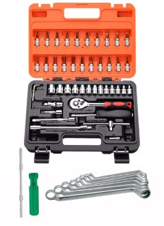 Digital Craft Digital Craft Multifunction Hand Tool Kit Car Ratchet Wrench Assembly Tool Household Repair Tools Automotive Set 46PC Socket Set8Pc Ring Spanner Set6Inch 2 In 1 Screw Driver  - Image 1