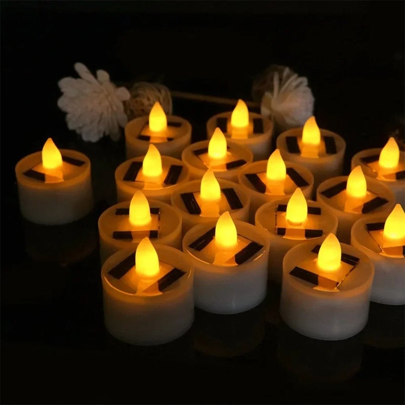 10PCS Solar Tea Light LED Candles Flameless Outdoor Waterproof Rechargeable - Image 2