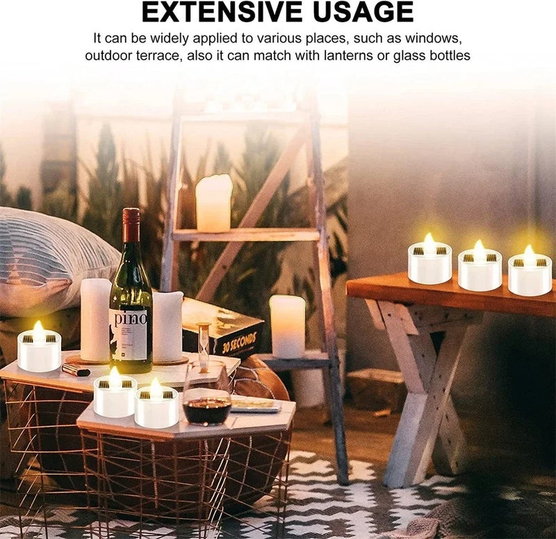 10PCS Solar Tea Light LED Candles Flameless Outdoor Waterproof Rechargeable - Image 5