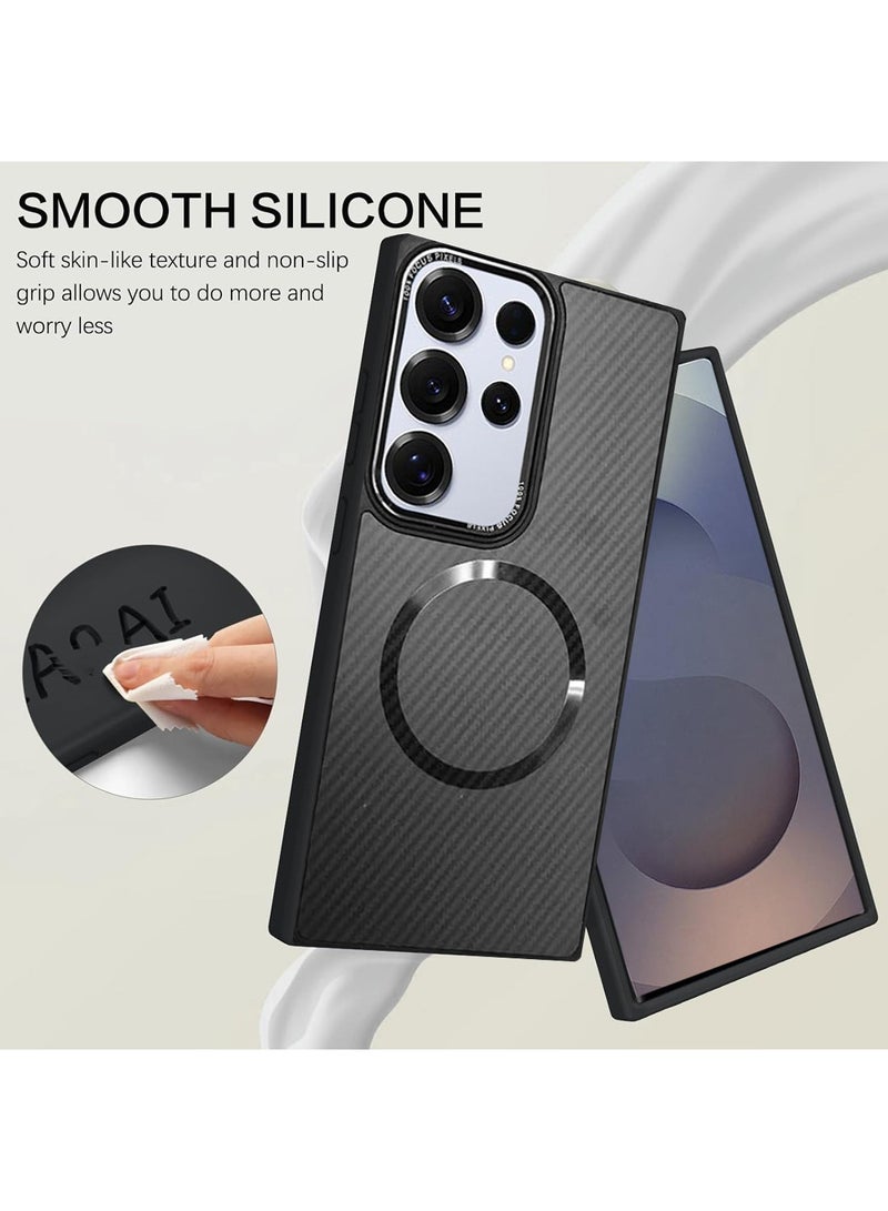 Techie Carbon Fiber Design with MagSafe Magnetic Back Cover Case for Samsung Galaxy S25 Ultra 2025 - Black  - Image 3