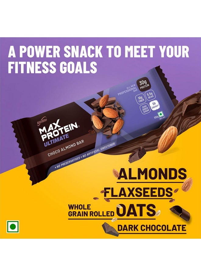 RiteBite Max Protein Ultimate Choco Almond 30G Protein Bars [Pack Of 6] Protein Blend, Fiber, Vitamins & Minerals, No Preservatives, 100% Veg, No Added Sugar, For Energy, Fitness & Immunity - 600G  - Image 2