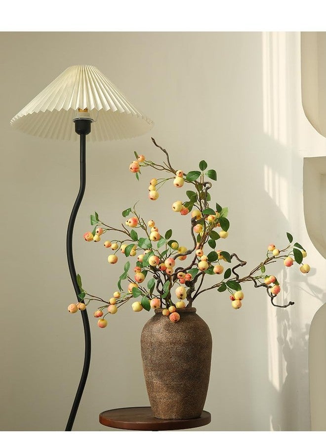 QFSH 3Pcs Artificial Mini Apple Branches with Berries Realistic Fake Fruit Stem for Home Garden Decor Wedding Decoration 25'' (Yellow) - Image 3