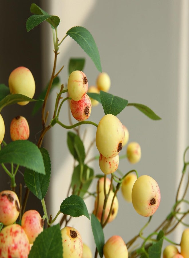 QFSH 3Pcs Artificial Mini Apple Branches with Berries Realistic Fake Fruit Stem for Home Garden Decor Wedding Decoration 25'' (Yellow) - Image 5