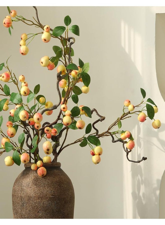 QFSH 3Pcs Artificial Mini Apple Branches with Berries Realistic Fake Fruit Stem for Home Garden Decor Wedding Decoration 25'' (Yellow) - Image 4
