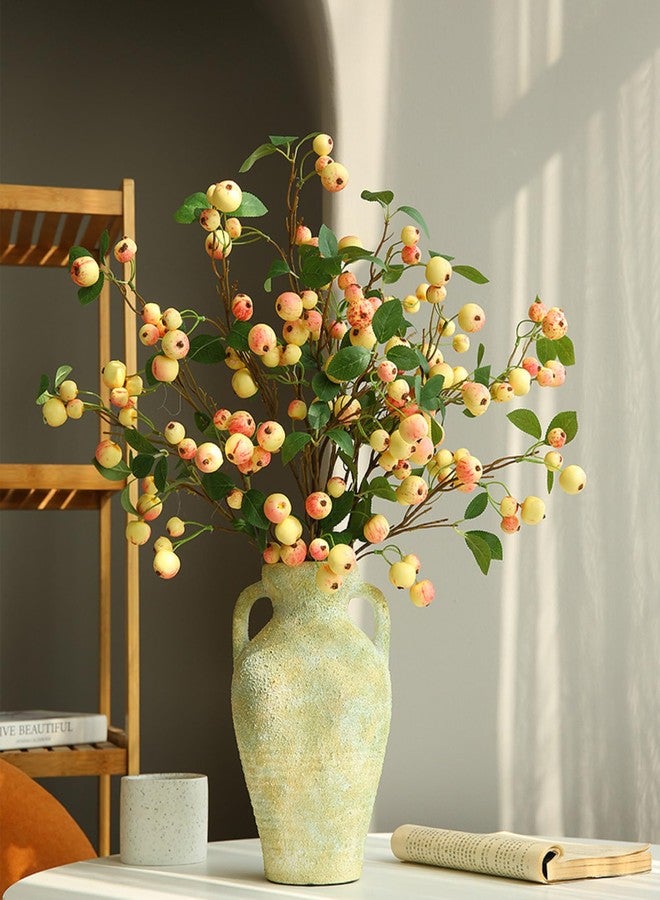 QFSH 3Pcs Artificial Mini Apple Branches with Berries Realistic Fake Fruit Stem for Home Garden Decor Wedding Decoration 25'' (Yellow) - Image 1