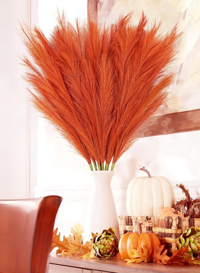 obbsie Agusbagli 30pcs Orange Pampas Grass Tall, 21.6in Fluffy Faux Colored Pompas Grass Artificial Orange Pampas Stems Vase Filler Fall Flower Arrangement for Home Wedding Centerpieces Autumn Bohe Decor - Image 2