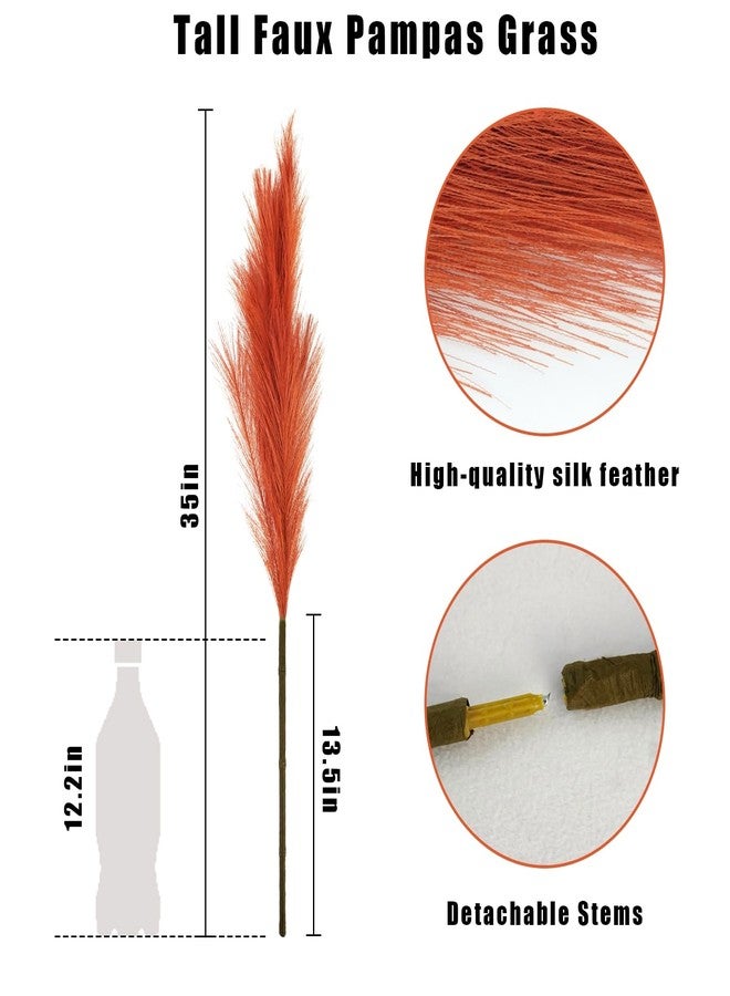 obbsie Agusbagli 30pcs Orange Pampas Grass Tall, 21.6in Fluffy Faux Colored Pompas Grass Artificial Orange Pampas Stems Vase Filler Fall Flower Arrangement for Home Wedding Centerpieces Autumn Bohe Decor - Image 3