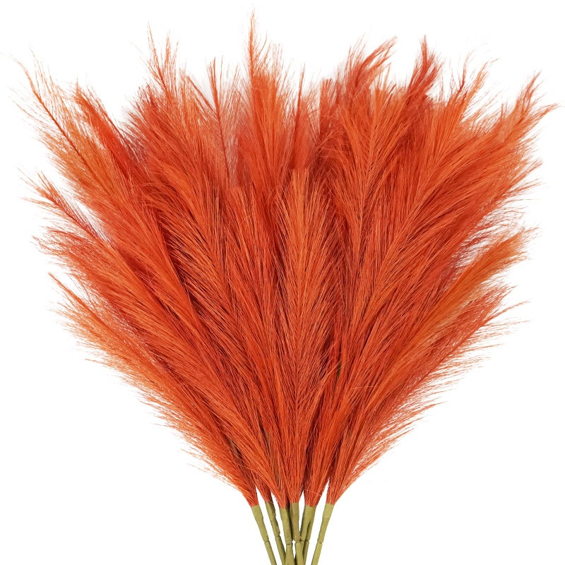 obbsie Agusbagli 30pcs Orange Pampas Grass Tall, 21.6in Fluffy Faux Colored Pompas Grass Artificial Orange Pampas Stems Vase Filler Fall Flower Arrangement for Home Wedding Centerpieces Autumn Bohe Decor - Image 1