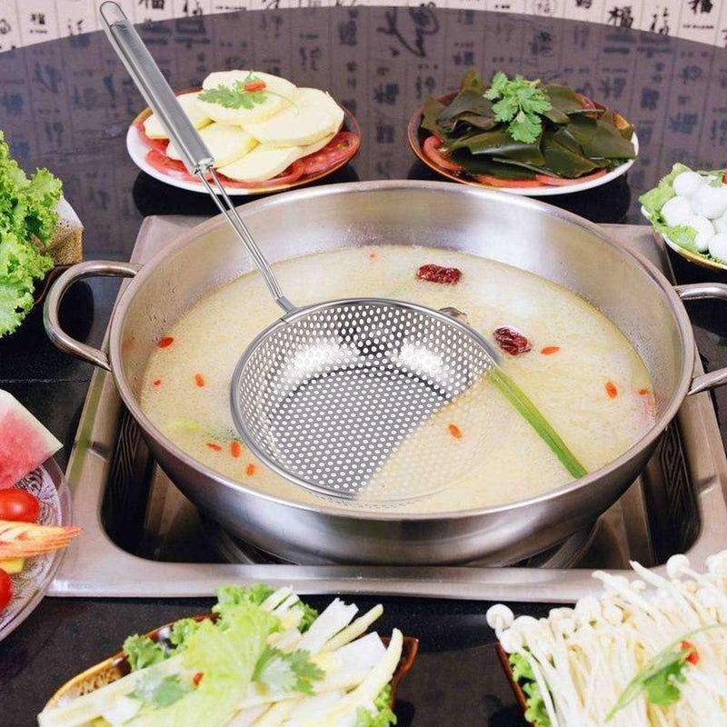 comfrt Slotted Spoon Stainless Steel Skimmer Spoon Strainer Ladle for Kitchen Cooking 16cm (Silver) - Image 3