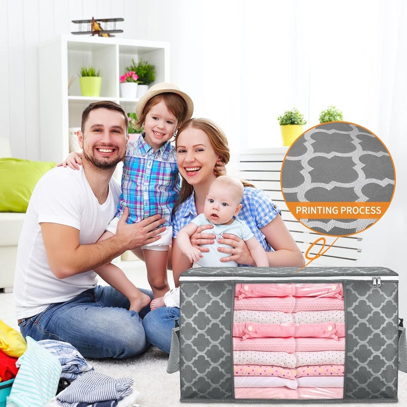 Budding Joy Pack of 6 90 L Storage Bags, Storage Boxes with Lid, Large, Clothes Storage, Moving Boxes, Foldable Underbed Wardrobe for Clothes, Duvets and Bedding, Plaid - Image 5
