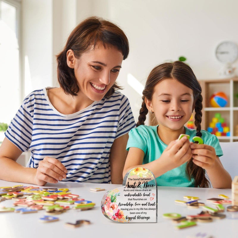 Maitys Aunt Gift from Niece Nephew Aunt Birthday Gift Acrylic Heart Keepsake Sign Paperweight Idea for Aunt Auntie Mother's Day Gift Ideas(Lovely) - Image 4