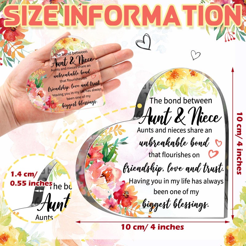 Maitys Aunt Gift from Niece Nephew Aunt Birthday Gift Acrylic Heart Keepsake Sign Paperweight Idea for Aunt Auntie Mother's Day Gift Ideas(Lovely) - Image 3