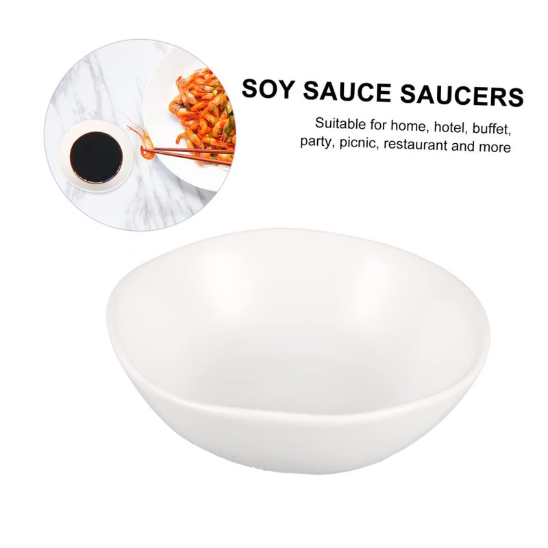 4 Pcs Ceramic White Seasoning Dishes Small Condiment Plates with Smooth Surface Stable Bottom Multipurpose Dipping Bowls For Sauces Vinegar Side Dishes - Image 3