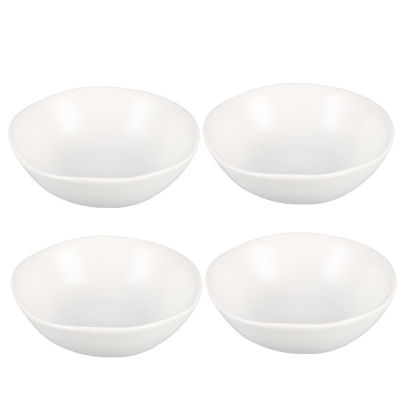 4 Pcs Ceramic White Seasoning Dishes Small Condiment Plates with Smooth Surface Stable Bottom Multipurpose Dipping Bowls For Sauces Vinegar Side Dishes - Image 2