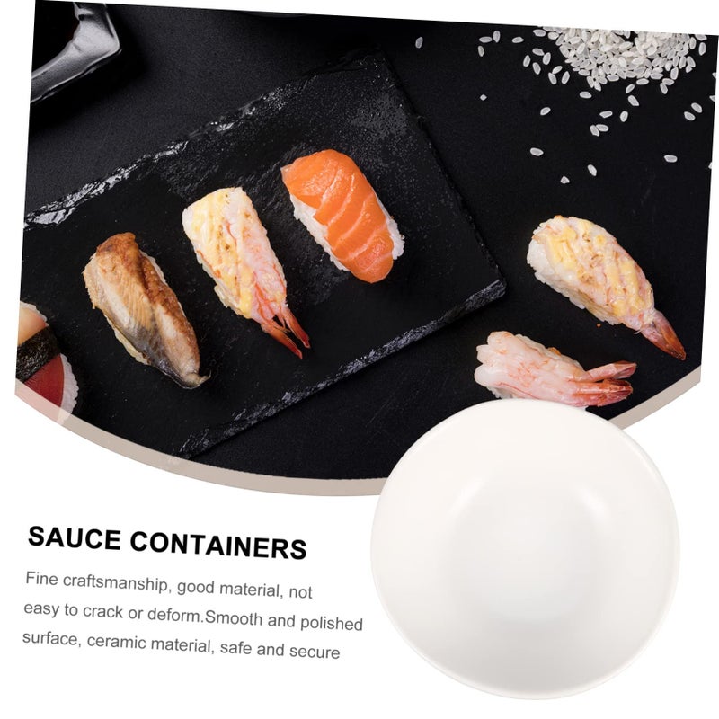 4 Pcs Ceramic White Seasoning Dishes Small Condiment Plates with Smooth Surface Stable Bottom Multipurpose Dipping Bowls For Sauces Vinegar Side Dishes - Image 4