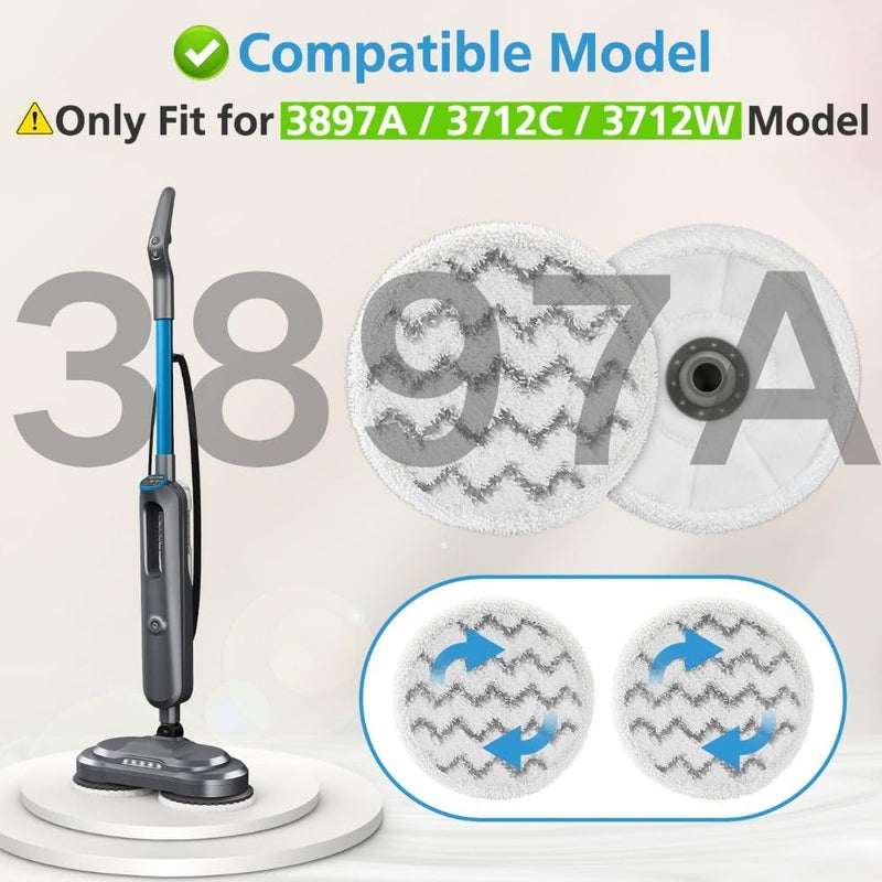 isingo 6 Pack 3897A / 3712 Rotating Steam Mop Pads Replacement for Bissell SpinWave SmartSteam Scrubbing Steam Mop Cleaner ã€Models 3897A/3712 ONLYã€‘, Washable Reuseable Refill Pads - Image 2