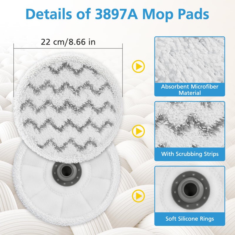 isingo 6 Pack 3897A / 3712 Rotating Steam Mop Pads Replacement for Bissell SpinWave SmartSteam Scrubbing Steam Mop Cleaner ã€Models 3897A/3712 ONLYã€‘, Washable Reuseable Refill Pads - Image 5