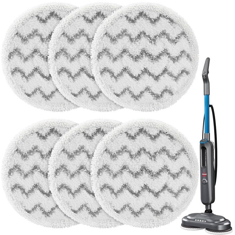 isingo 6 Pack 3897A / 3712 Rotating Steam Mop Pads Replacement for Bissell SpinWave SmartSteam Scrubbing Steam Mop Cleaner ã€Models 3897A/3712 ONLYã€‘, Washable Reuseable Refill Pads - Image 1