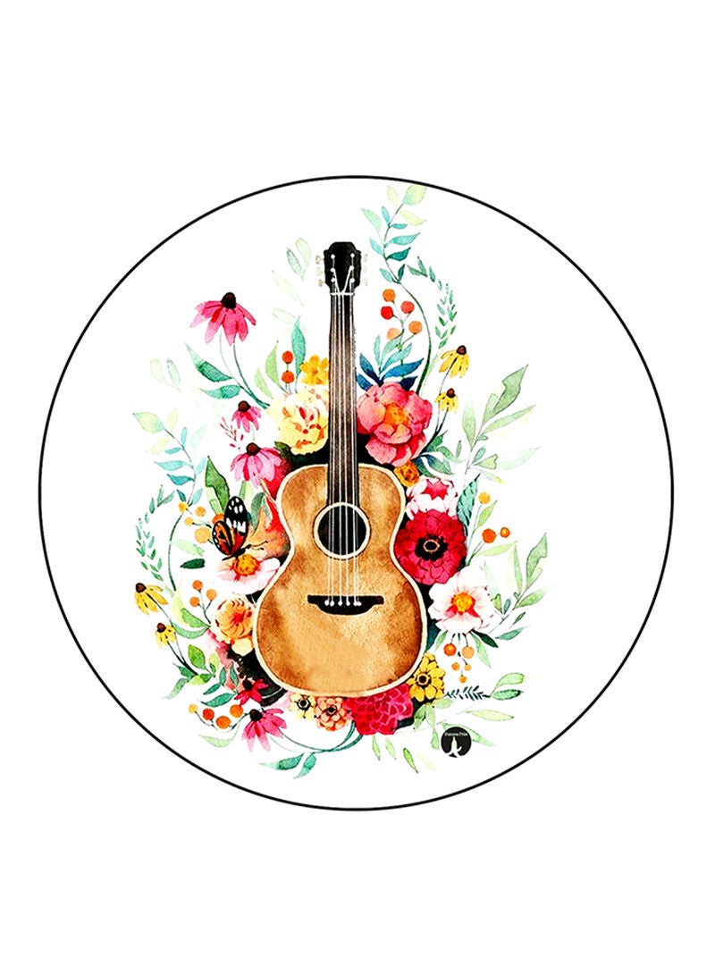 RKN Guitar Printed Mouse Pad  Round  Multicolour