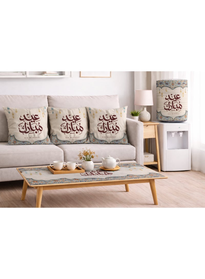 طقم العيد رنر 45*100 و 3 كفر كوشنز 45*45 و كفر قارورة ديسبنسر