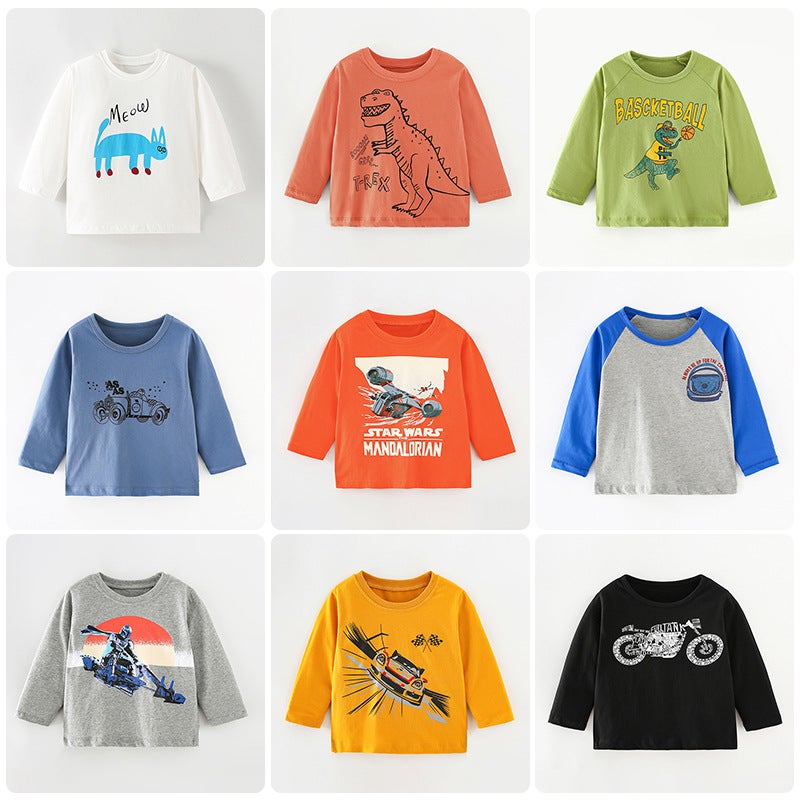 New Children'S Clothing T-Shirt Boys' Long-Sleeved Baby Boy'S Casual Top Pure Cotton Bottoming Shirt - Image 2