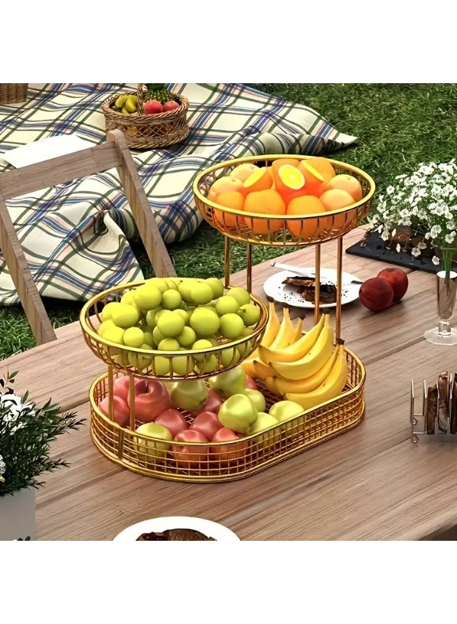 سلة فواكه على سطح الطاولة، وعاء تقديم، صينية تقديم، حامل فواكه متعدد الطبقات، حامل تخزين خضراوات على سطح الطاولة للحفلات - Image 3