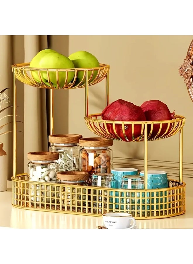 سلة فواكه على سطح الطاولة، وعاء تقديم، صينية تقديم، حامل فواكه متعدد الطبقات، حامل تخزين خضراوات على سطح الطاولة للحفلات - Image 1