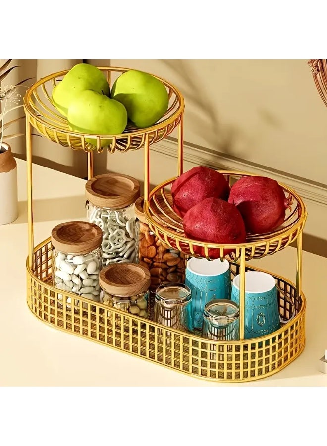 سلة فواكه على سطح الطاولة، وعاء تقديم، صينية تقديم، حامل فواكه متعدد الطبقات، حامل تخزين خضراوات على سطح الطاولة للحفلات - Image 2