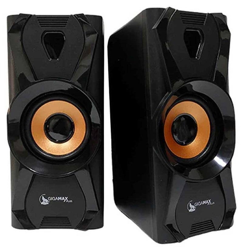جيجاماكس مكبرات صوت ألعاب الكمبيوتر - 1 وات*2 ستيريو سلكية صغيرة - مقبس 3.5 ملم + 2.0 USB بالطاقة للألعاب/الأفلام/الموسيقى/الكمبيوتر الشخصي/الكمبيوتر المحمول - Image 1