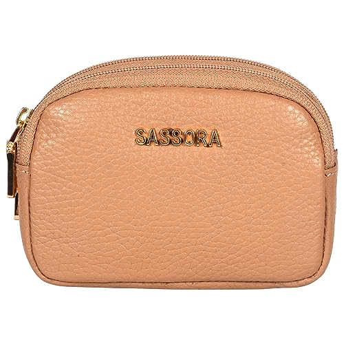 Sassora Genuine Leather Women Coin Pouch (Beige) - Image 1