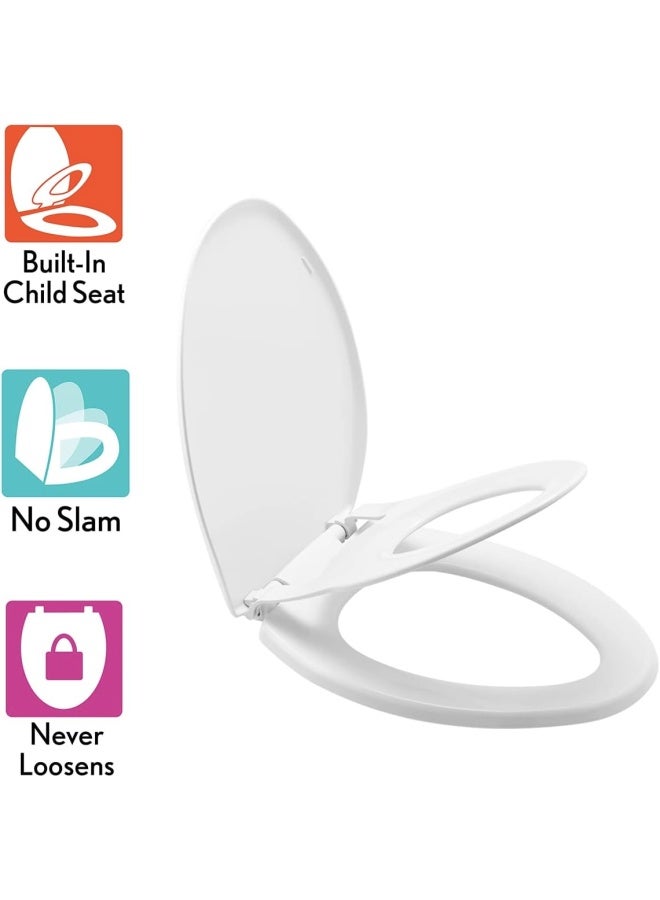 Mayfair Little2Big Toilet Seat with BuiltIn Potty Training Seat Slow Close Durable Plastic Made in USA ROUND White - Image 2