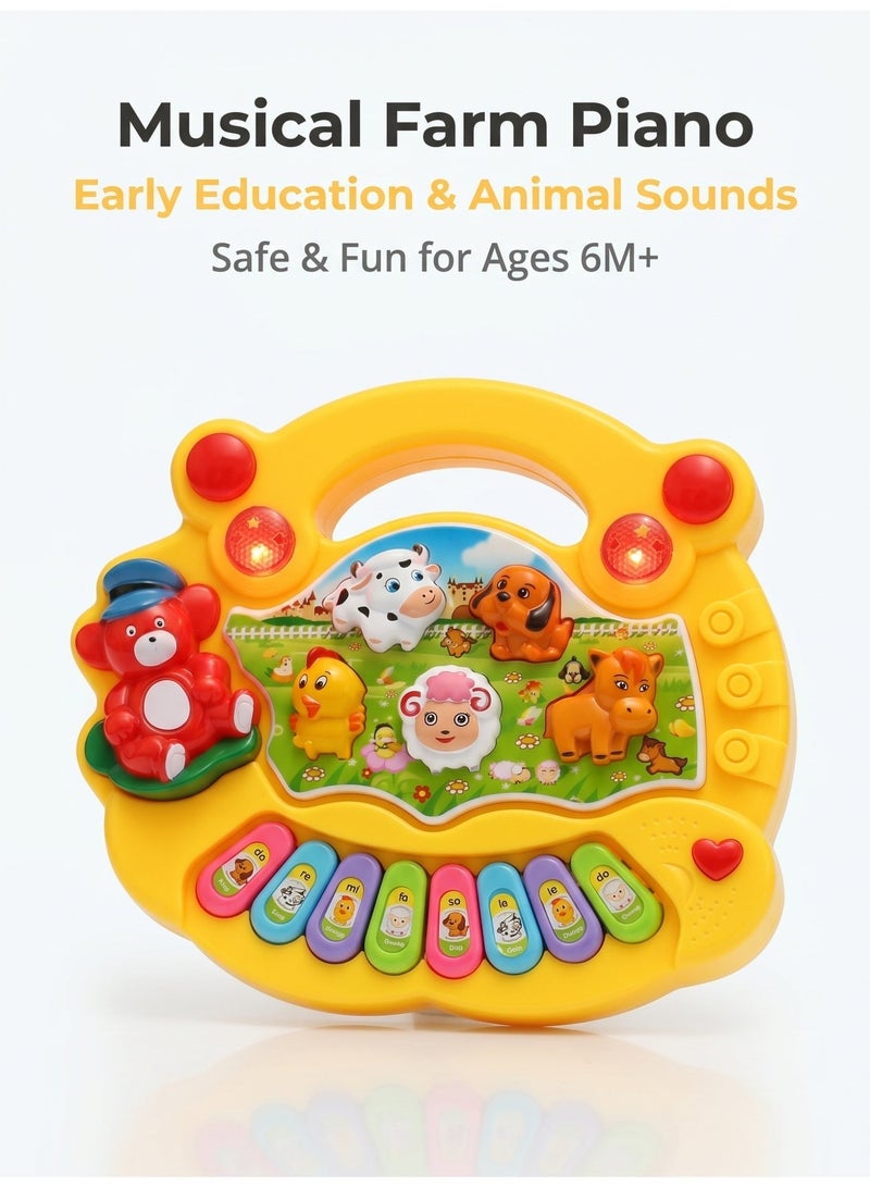 nihao Baby Musical Farm Piano Toy, Interactive Animal Sounds Early Education Keyboard for Kids - Image 1