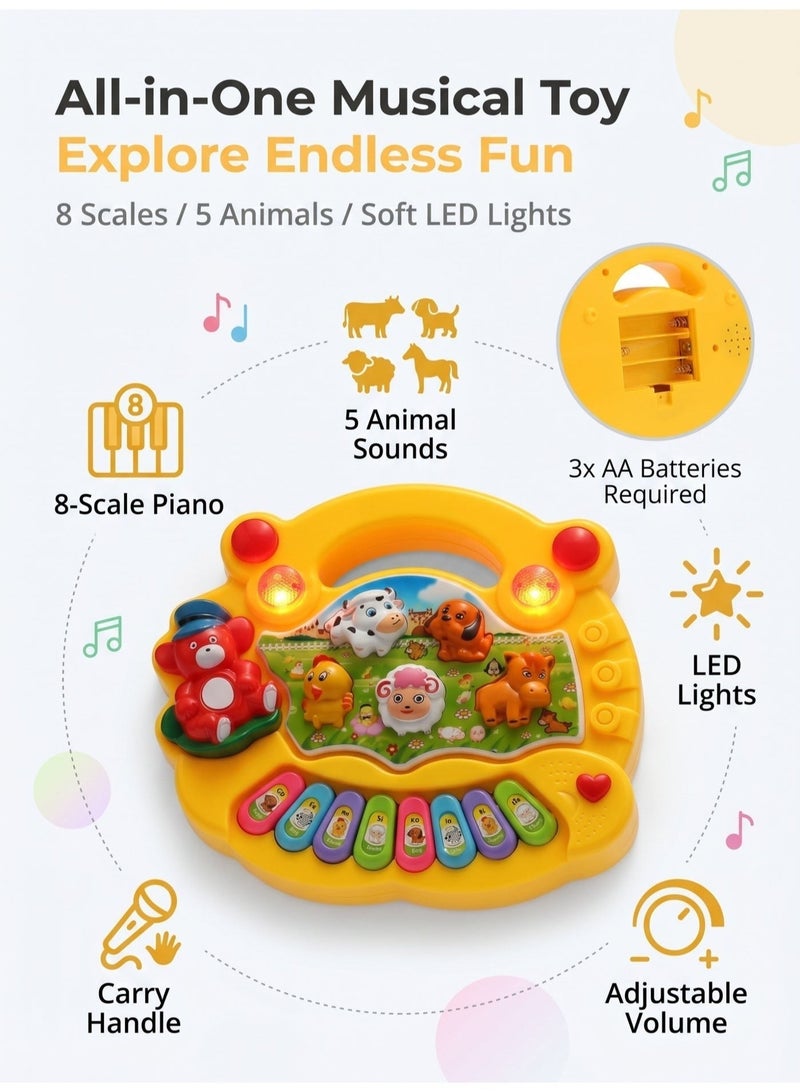 nihao Baby Musical Farm Piano Toy, Interactive Animal Sounds Early Education Keyboard for Kids - Image 3