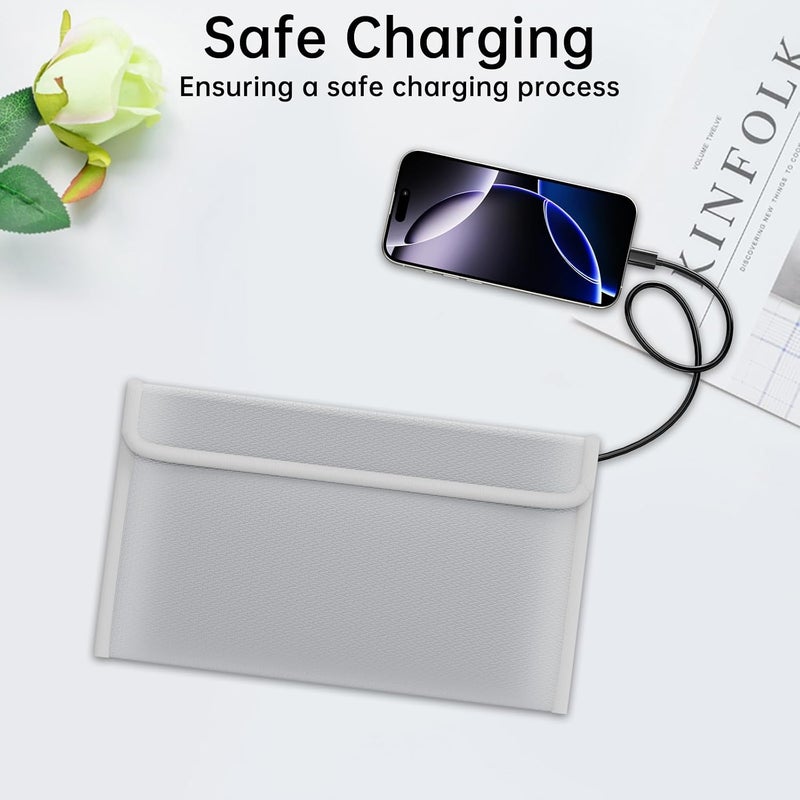 ZOOPIP 2 Pack Electronic Travel Organizer Cases,Fireproof Tech Accessories Bags,Explosion-proof Portable Storage Pouch Bags for Power Bank,Phone,Charging Cords,Earphones(10.7”×6.3”,Silver) - Image 5