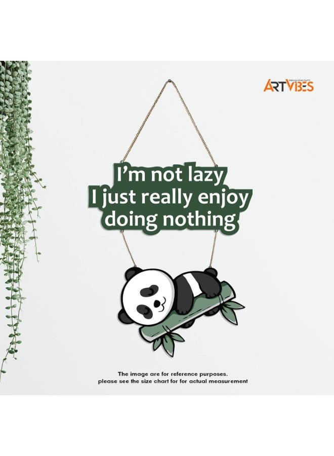 Artvibes Lazy Panda Printed Wooden Wall Hanging with Quotes for Home Decor | Office | Gifts | Living Room | Bedroom | Wooden Decorative Items | Modern Painting | Artworks Decoration (WH_5701N) - Image 3