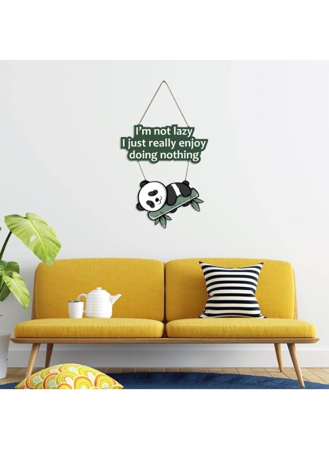 Artvibes Lazy Panda Printed Wooden Wall Hanging with Quotes for Home Decor | Office | Gifts | Living Room | Bedroom | Wooden Decorative Items | Modern Painting | Artworks Decoration (WH_5701N) - Image 4