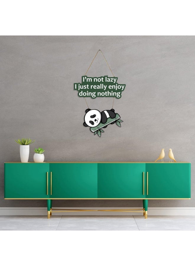 Artvibes Lazy Panda Printed Wooden Wall Hanging with Quotes for Home Decor | Office | Gifts | Living Room | Bedroom | Wooden Decorative Items | Modern Painting | Artworks Decoration (WH_5701N) - Image 5