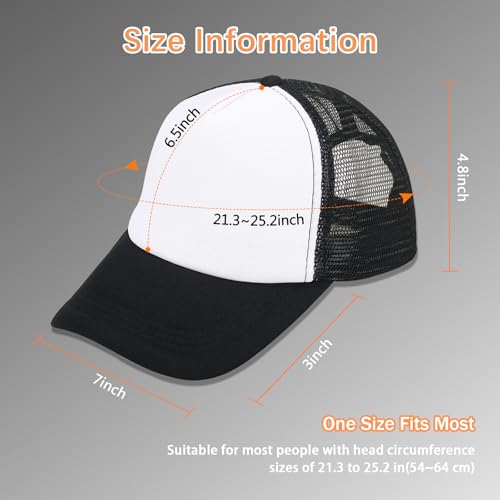 OKBA 5 Pack Sublimation Blank Baseball Cap Polyester Mesh Trucker Hat Adult (US, Alpha, Medium, 3X-Large, Standard, 5PCS Black and White hat) - Image 2