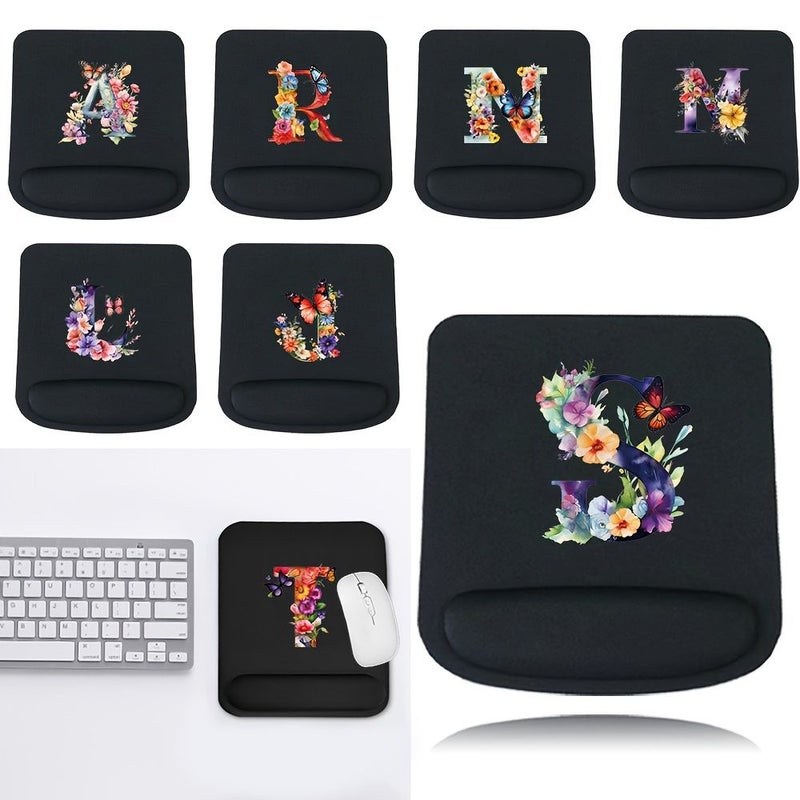 Wrist Support Mouse Pad Pink Floral Pattern A To Z Letter Computer Game Mousepad EVA Ergonomic Wrist Rest Comfortable Mouse Mat For Laptop Tablet - Image 2
