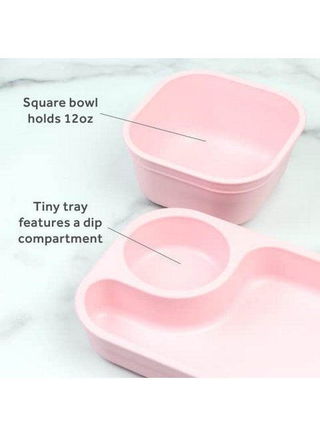 Re-Play Tiny Dining Set Feeding Supplies for Babies and Toddlers, Includes Food Tray, Cup, Bowl, Utensils - Microwave & Dishwasher Safe - Made in USA - 5pc - Ice Pink - Image 2