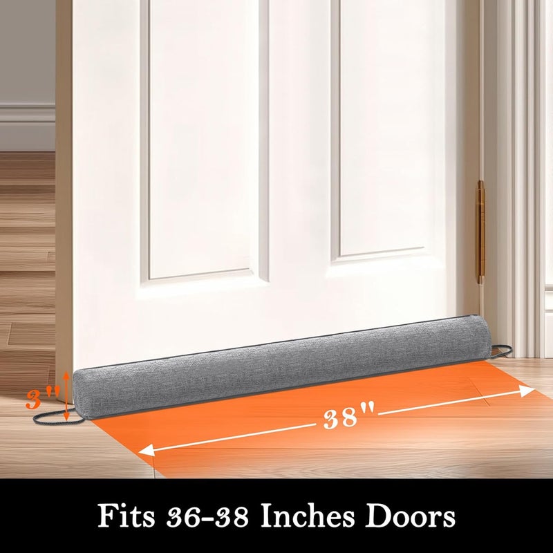 Sunolga 38" Linen Door Draft Stopper Blocks Hot and Cold Air with Removable Washable Cover for Bottom of Door, All-Season Seal for Noise, Wind, Door Sweep for Gaps Up to 3", Home Essentials, Gray - Image 2