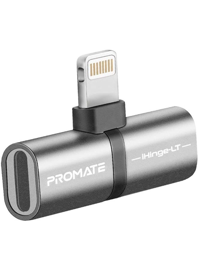 PROMATE - Lightning Splitter Adapter Premium 2 In 1 Lightning To Headphone Audio And Sync Charging Jack Connector High Quality Audio Output And 2A Pass Through Charging For Iphone Ipad Ihinge Lt Gray - Image 1