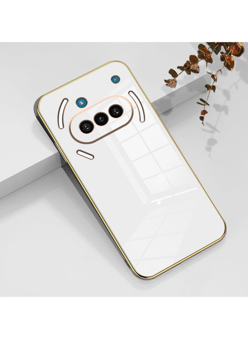 smooth veneer gold plated chrome, Thin and smooth shock-proof full protection Nothing Phone 3A case-white