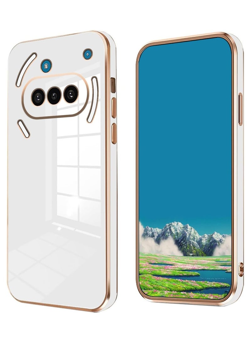 smooth veneer gold plated chrome, Thin and smooth shock-proof full protection Nothing Phone 3A case-white