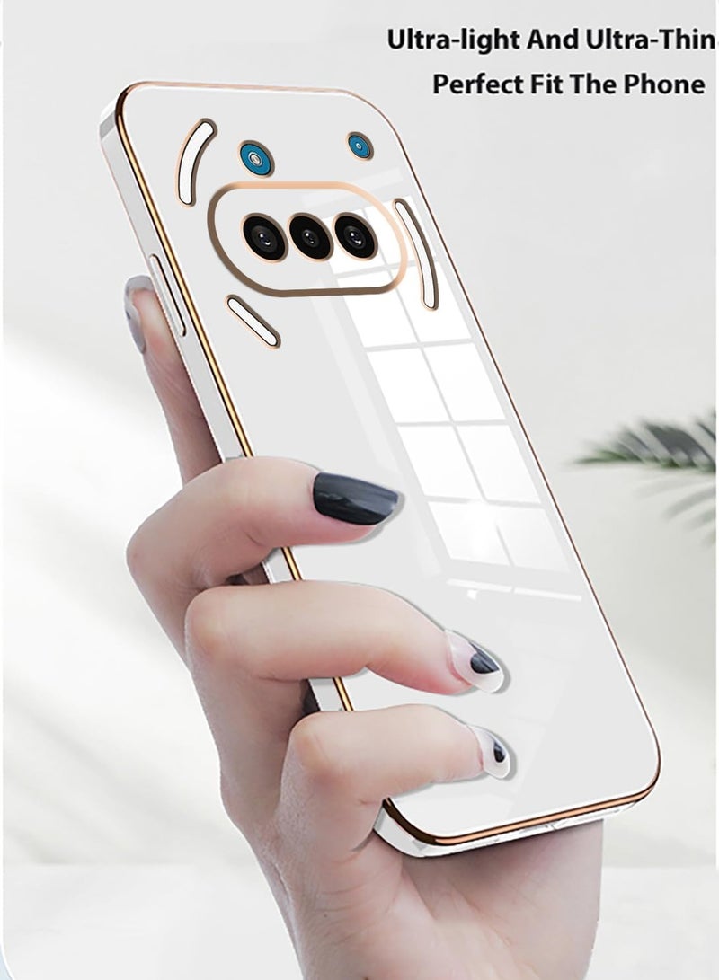 smooth veneer gold plated chrome, Thin and smooth shock-proof full protection Nothing Phone 3A case-white